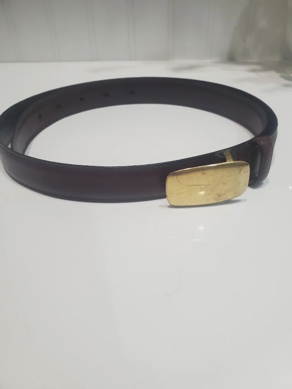 Vintage Dooney & Bourke Brass and Leather Belt Size 34/35